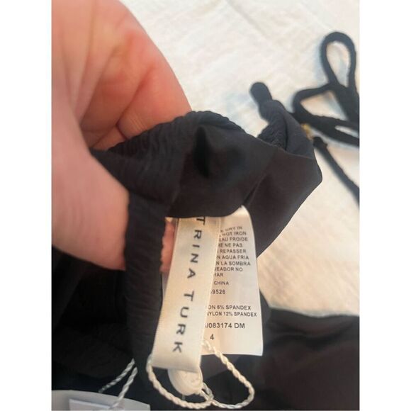 Trina Turk Black Sands Women's Standard One Piece Swimsuit Deep Neck Bathing Sui - Picture 7 of 7